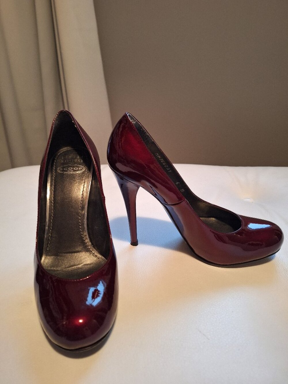 Stuart Weitzman/Scoop NYC collaboration deep cerise/maroon stiletto heels